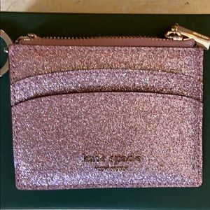 Kate Spade Rose Gold Glitter Coin Case NWT